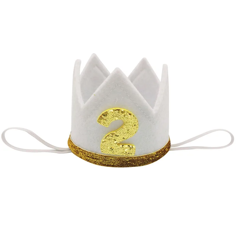 1Pcs One 1 2 3 Year Birthday Hat Crown Headband Happy Birthday Party Decor Kids 1st 2nd 3rd Anniversary Caps Photo Props Supplie