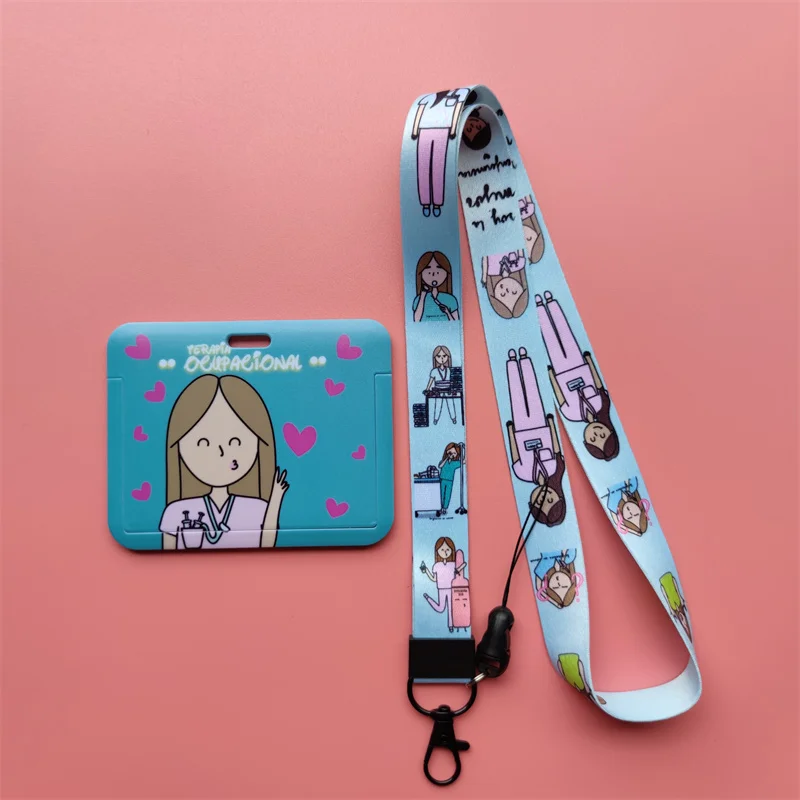 Doctor Nurse Horizonal Women's Lanyards ID Card Holder Badge Holders Hang Rope Lanyard Amusing Card Case Retractable Clip