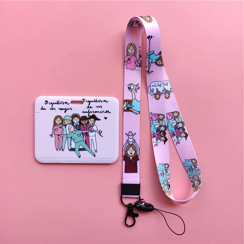 Doctor Nurse Horizonal Women's Lanyards ID Card Holder Badge Holders Hang Rope Lanyard Amusing Card Case Retractable Clip