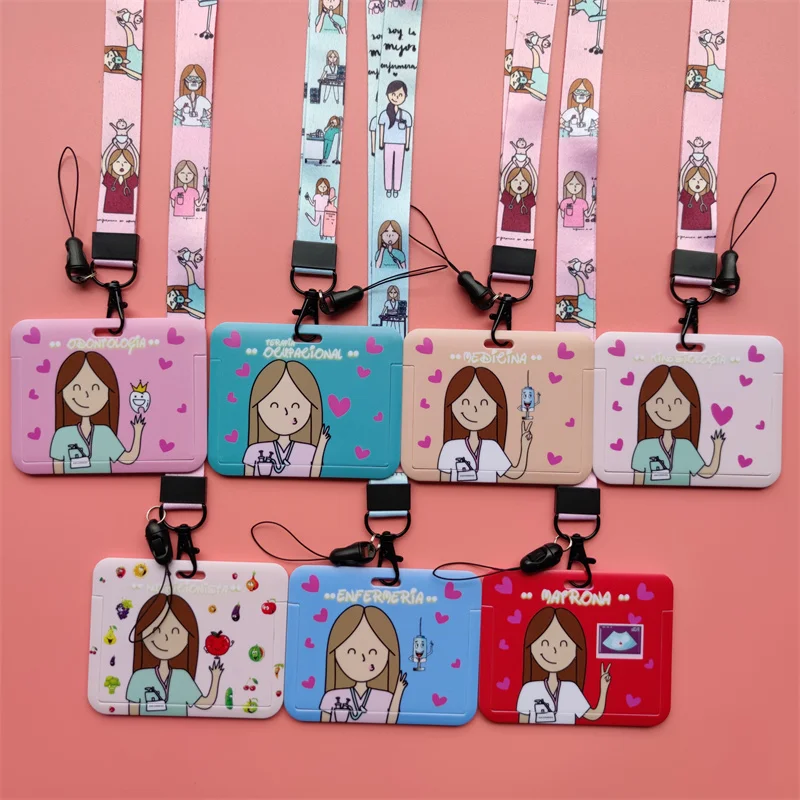 Doctor Nurse Horizonal Women's Lanyards ID Card Holder Badge Holders Hang Rope Lanyard Amusing Card Case Retractable Clip