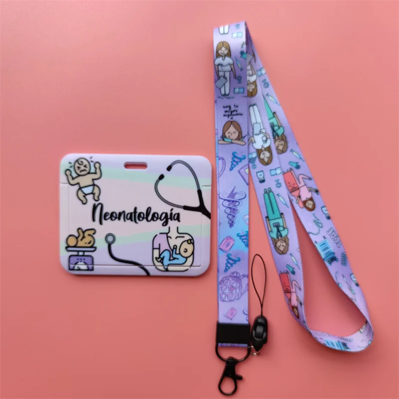 Doctor Nurse Horizonal Women's Lanyards ID Card Holder Badge Holders Hang Rope Lanyard Amusing Card Case Retractable Clip