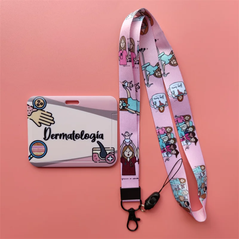Doctor Nurse Horizonal Women's Lanyards ID Card Holder Badge Holders Hang Rope Lanyard Amusing Card Case Retractable Clip