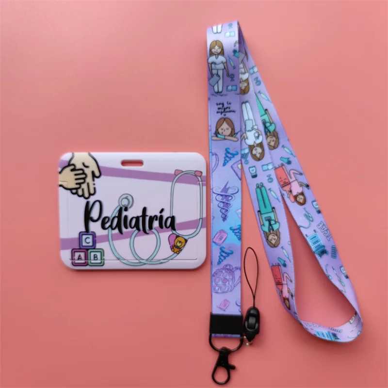 Doctor Nurse Horizonal Women's Lanyards ID Card Holder Badge Holders Hang Rope Lanyard Amusing Card Case Retractable Clip