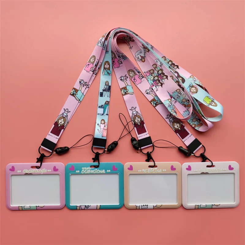 Doctor Nurse Horizonal Women's Lanyards ID Card Holder Badge Holders Hang Rope Lanyard Amusing Card Case Retractable Clip