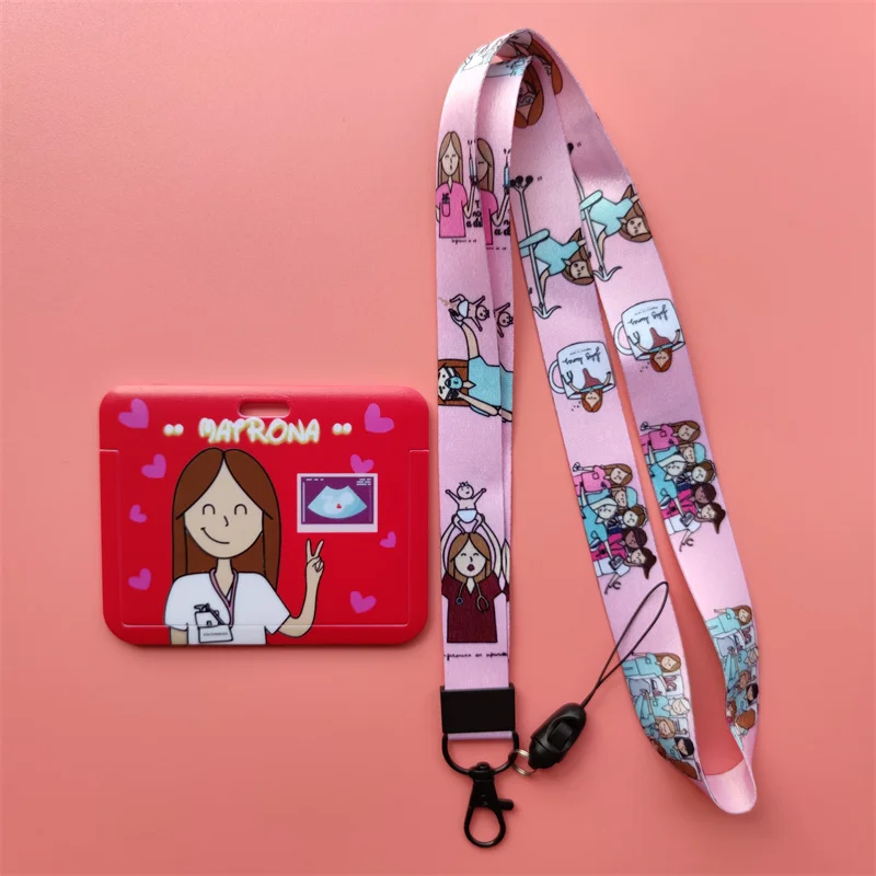 Doctor Nurse Horizonal Women's Lanyards ID Card Holder Badge Holders Hang Rope Lanyard Amusing Card Case Retractable Clip