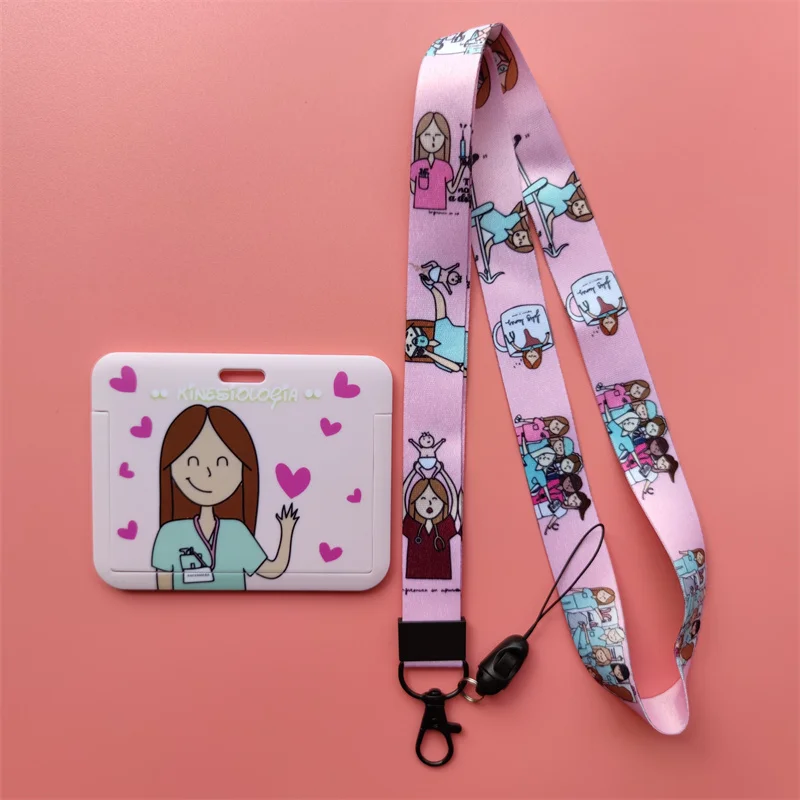Doctor Nurse Horizonal Women's Lanyards ID Card Holder Badge Holders Hang Rope Lanyard Amusing Card Case Retractable Clip