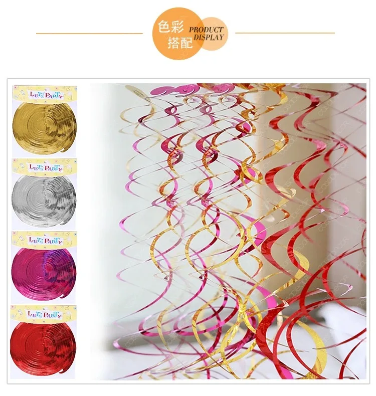 1bag 70cm PVC spiral pendant garland birthday wedding party decoration Christmas and New Year holiday decoration supplies