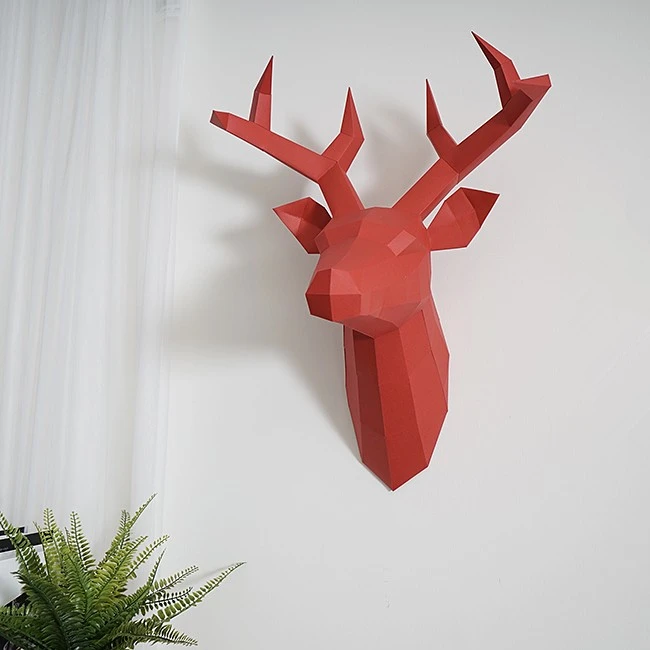 60x45x32cm New Home Decoration Accessories DIY Paper Handwork Vintage Antelope Head Abstract Room Wall Decor Deer Head Statues