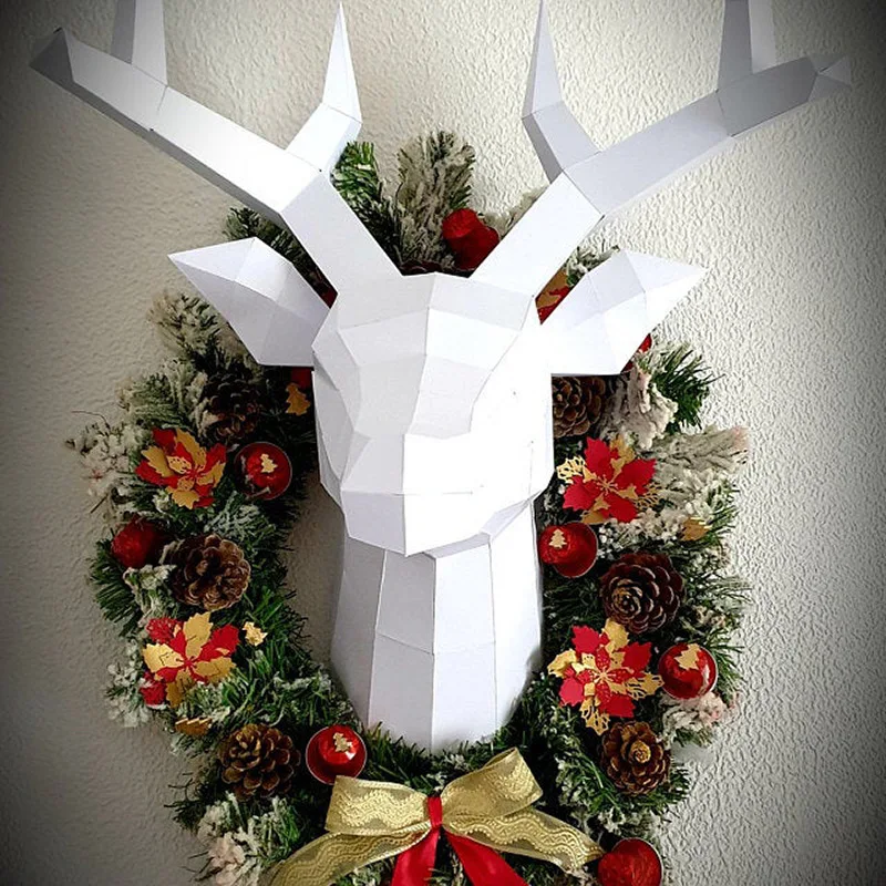 60x45x32cm New Home Decoration Accessories DIY Paper Handwork Vintage Antelope Head Abstract Room Wall Decor Deer Head Statues