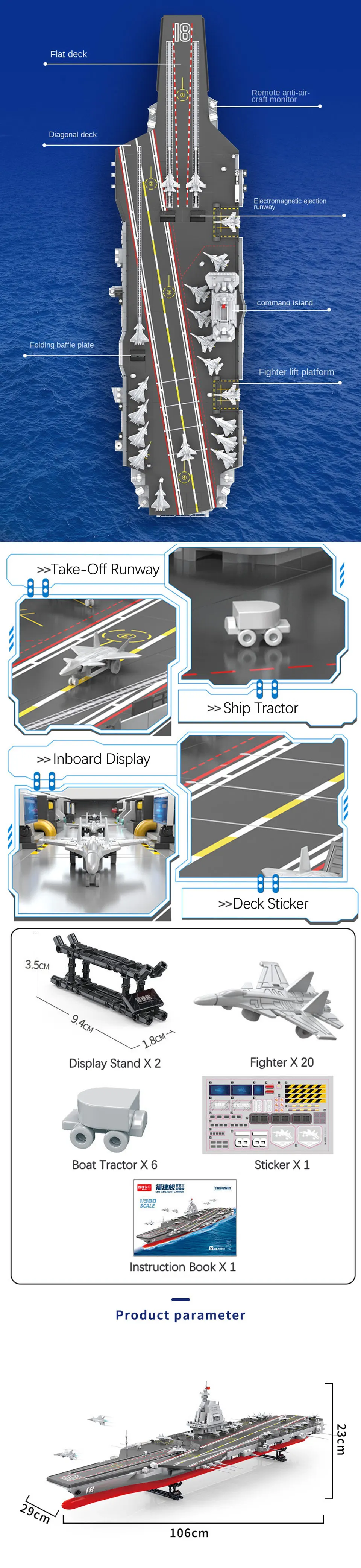 SEMBO Shandong Aircrafted Carrier Modular Building Blocks Military Navy Battleship Model Bricks WW2 Soldiers Toys For Kid Gift