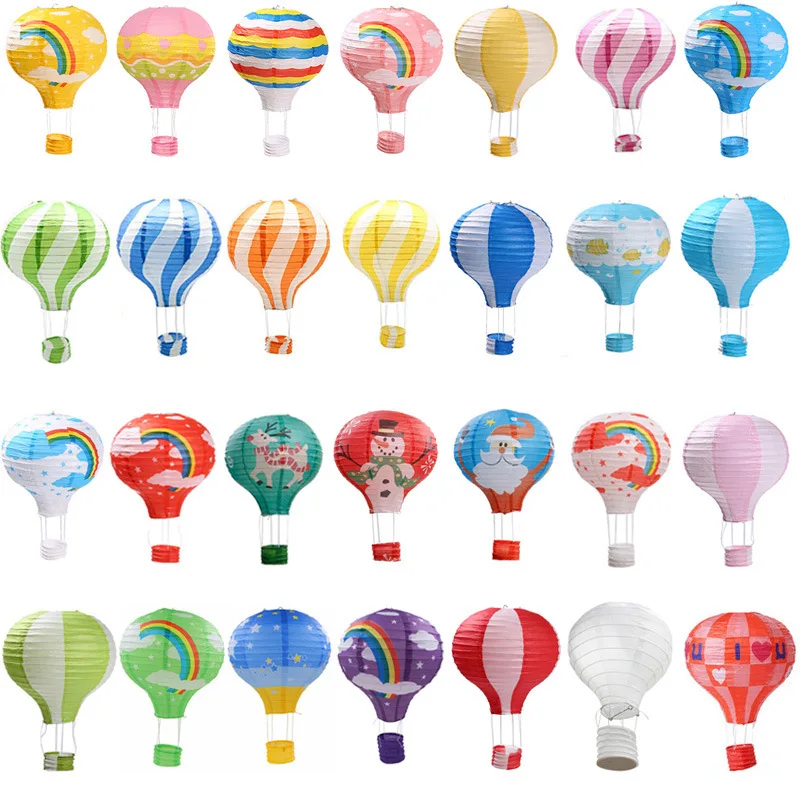 16inch 40cm Hanging Paper Lanterns Rainbow Hot Air Balloon Paper Lantern Chinese Party Ball Lamp Decor Birthday Wedding Supplies