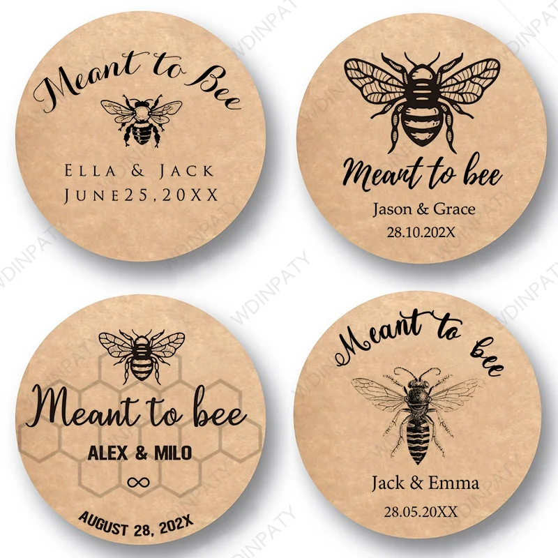 Personalized Meant To Bee Labels Honey Wedding Favors Stickers Custom Text Marriage Labels Glossy/Kraft Paper