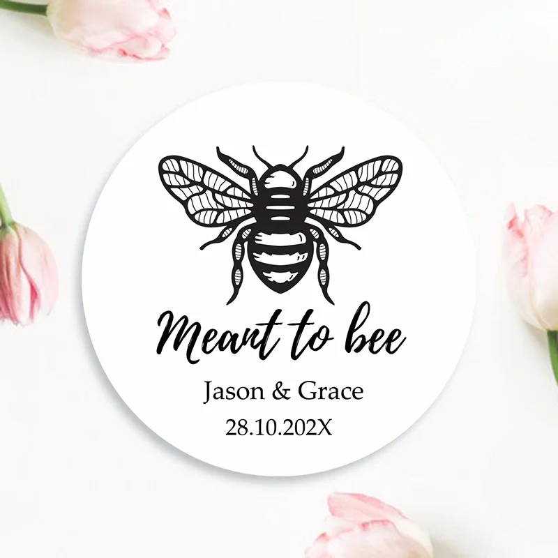 Personalized Meant To Bee Labels Honey Wedding Favors Stickers Custom Text Marriage Labels Glossy/Kraft Paper