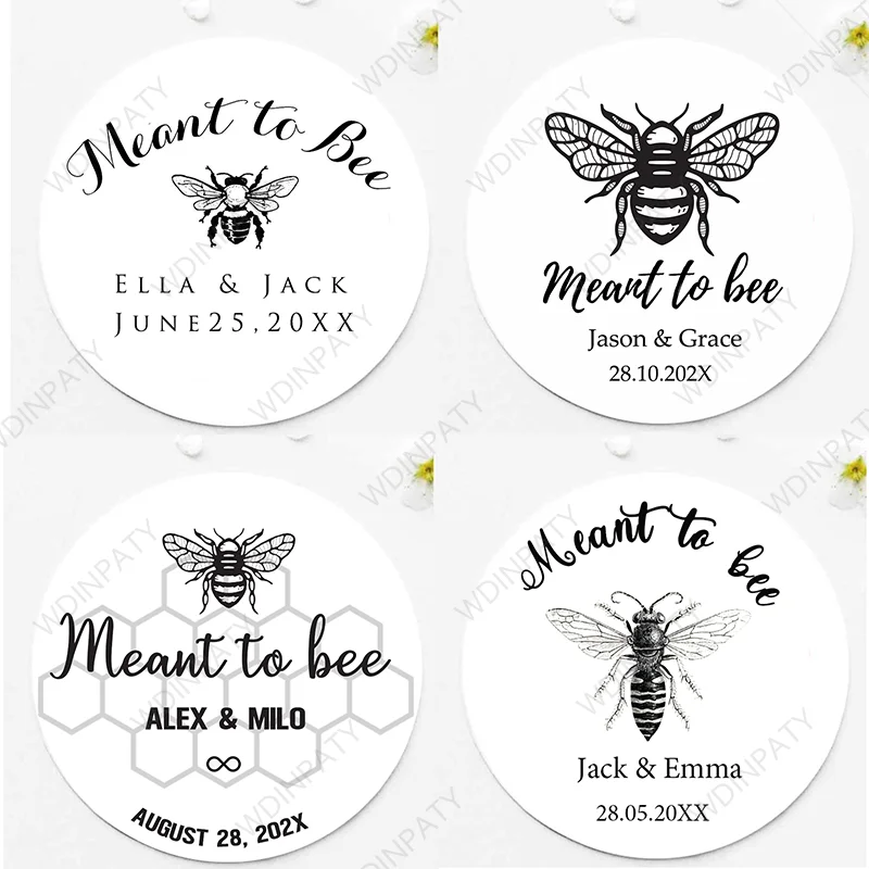 Personalized Meant To Bee Labels Honey Wedding Favors Stickers Custom Text Marriage Labels Glossy/Kraft Paper
