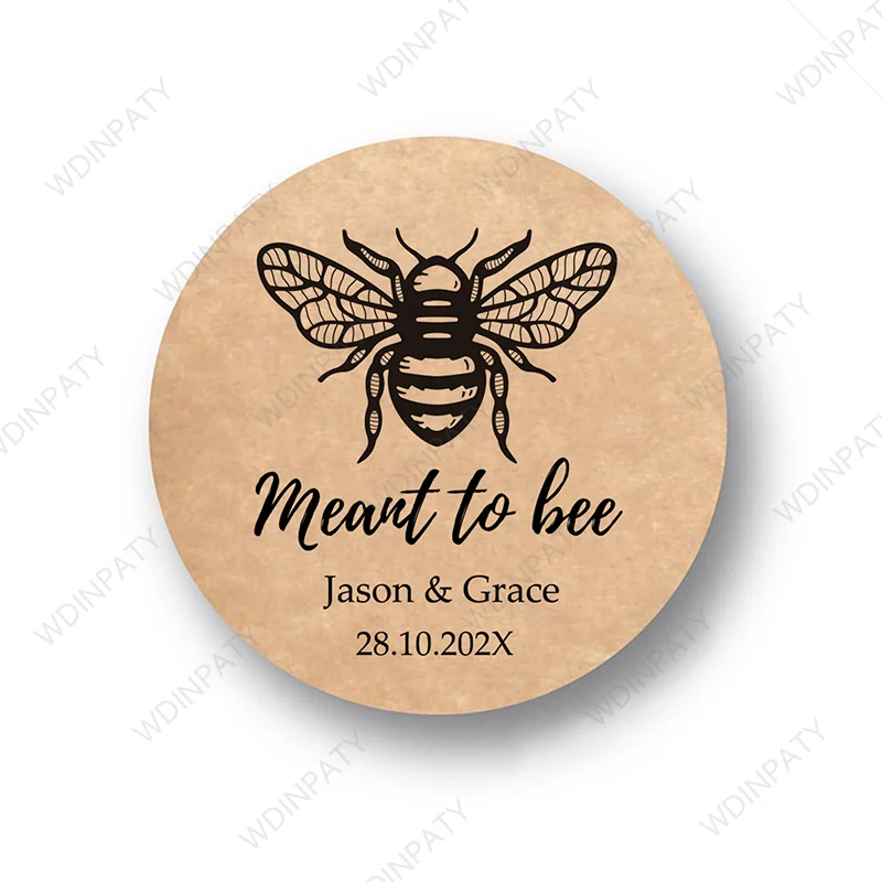 Personalized Meant To Bee Labels Honey Wedding Favors Stickers Custom Text Marriage Labels Glossy/Kraft Paper
