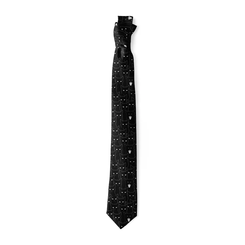 New 8cm Wide Black Tie Men's Cute Fun Kitten Dark Style Neckties Hip-Hop Street Shirt Accessories Casual Business Wedding Party