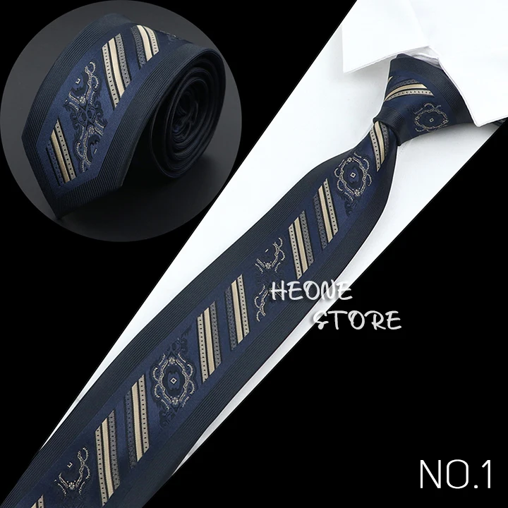 New Mens Luxury Neck Tie Fashion Jacquard Woven Skinny Slim 6cm Black Blue Floral Paisley Necktie Banquet Party Shirt Gift