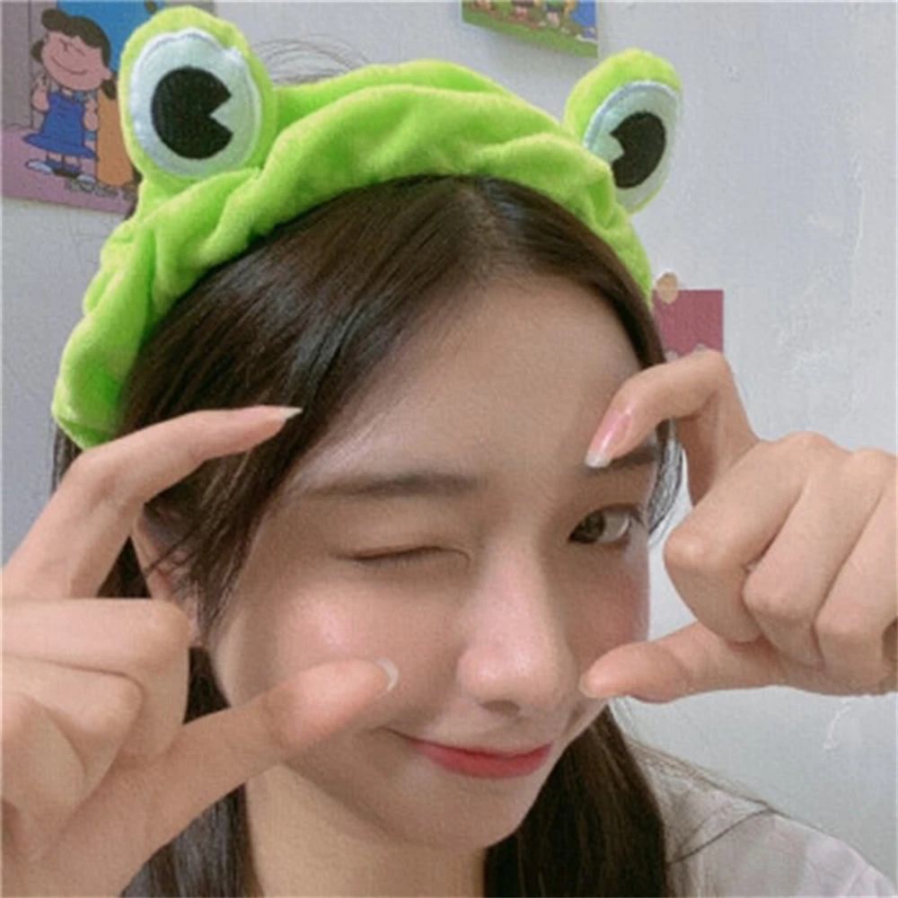 Funny Frog Makeup Headband Wide-brimmed Elastic Hairbands Cute Girls Hair Bands Women Hair Accessories Girls Hairband
