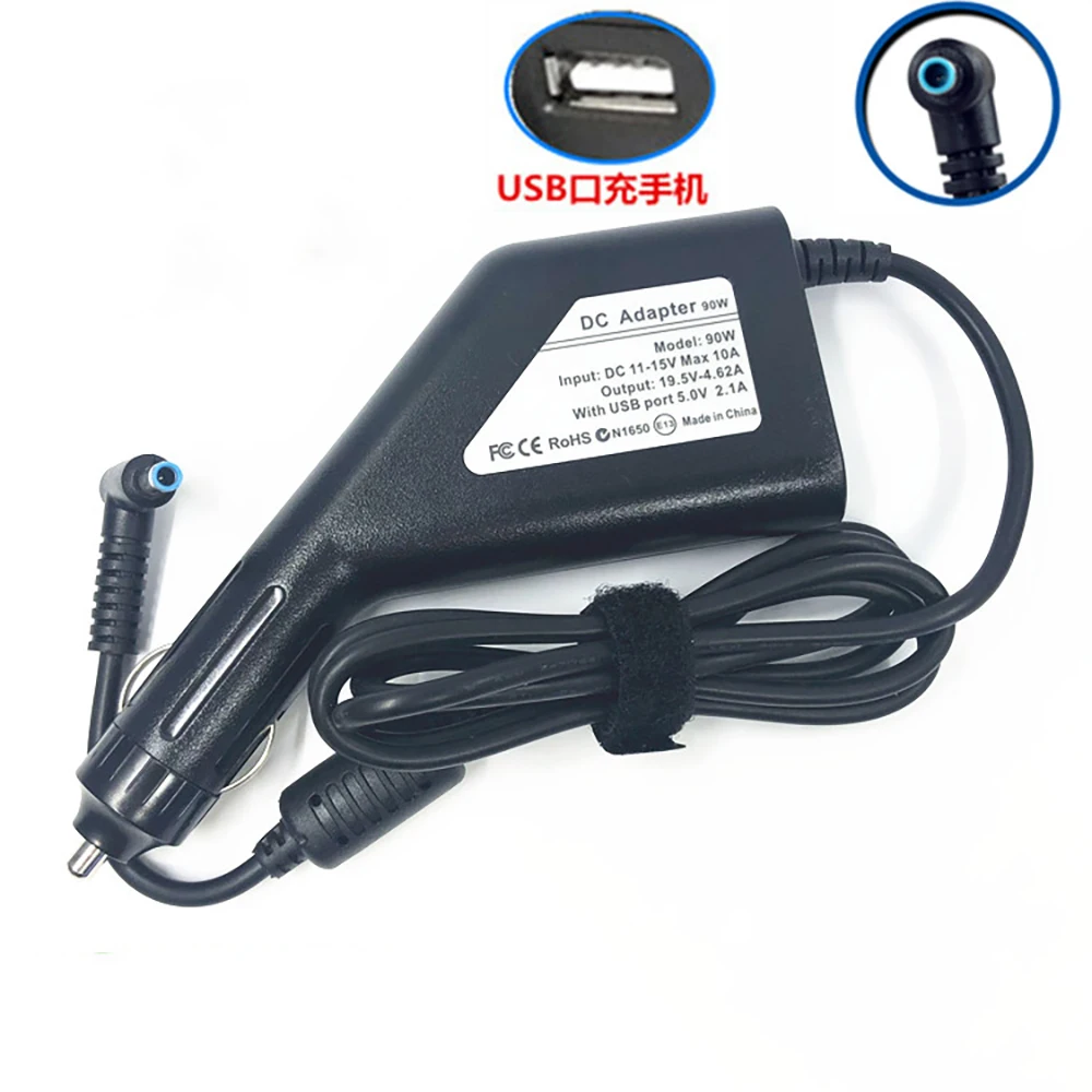 19V 4.62A Laptop Car Dc Adapter 90W Charger Power Supply for Hp 5V 2.1A USB Elitebook Folio 1040 G1 Split 13*2 13-g100