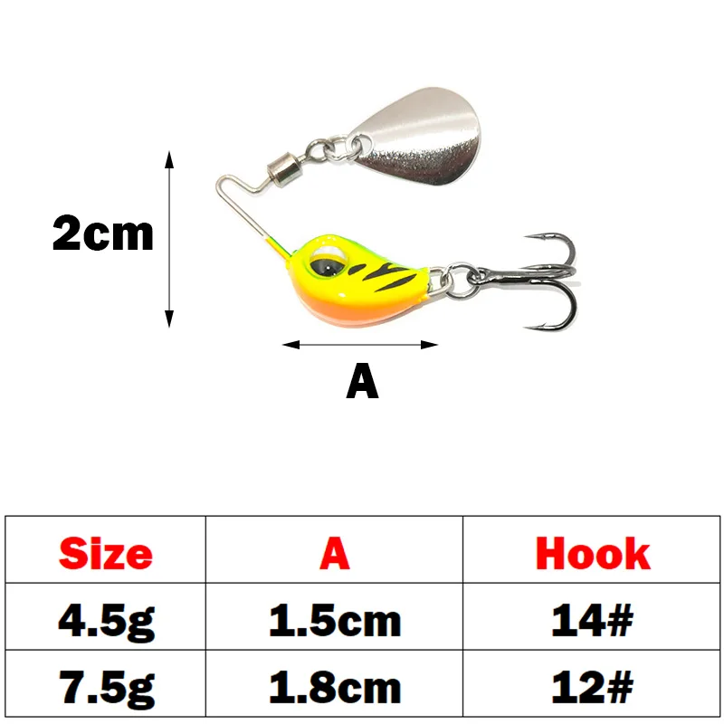 2022 New 4.5g/7.5g Metal VIB Micro Fishing Lure Spinner Sinking Rotating Spoon Pin Crankbait Sequins Baits Fishing Tackle