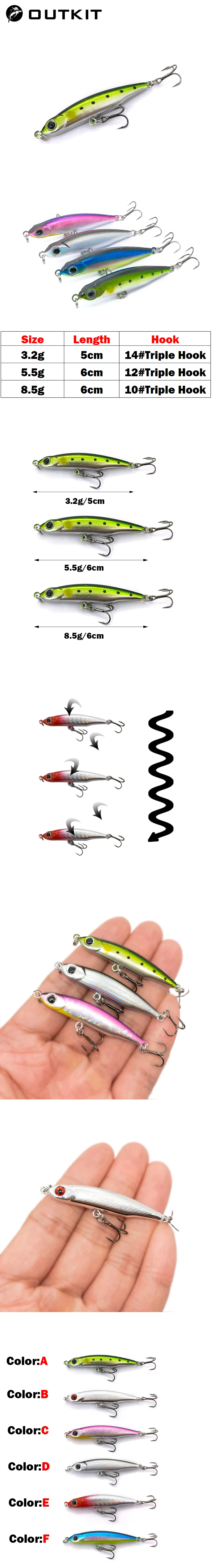 OUTKIT Mini Sinking Pencil 3.2g Fishing Lure Wobblers Crankbait Hard Bait Hardbait Artificial Bait wobbler for Jigging Fishing