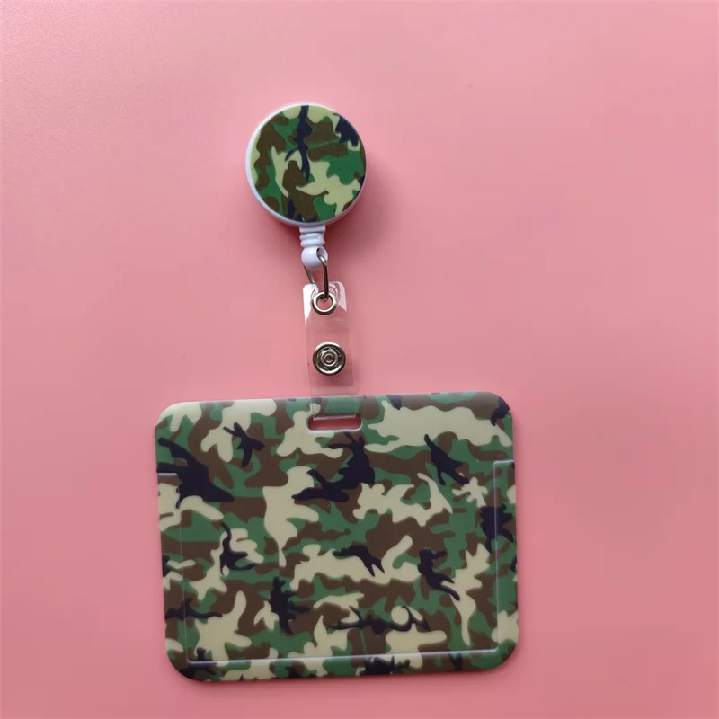 Fashion Men's Camouflage Card Case Lanyard ID Badge Holder Bus Card Cover Door Card Credit Card Holders Neck Strap