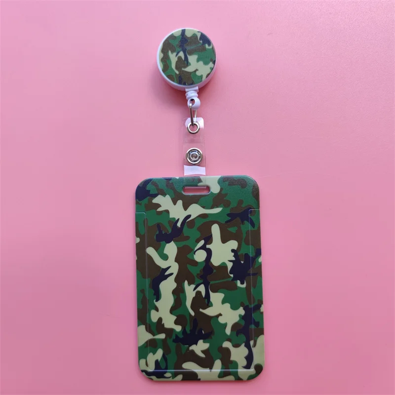 Fashion Men's Camouflage Card Case Lanyard ID Badge Holder Bus Card Cover Door Card Credit Card Holders Neck Strap