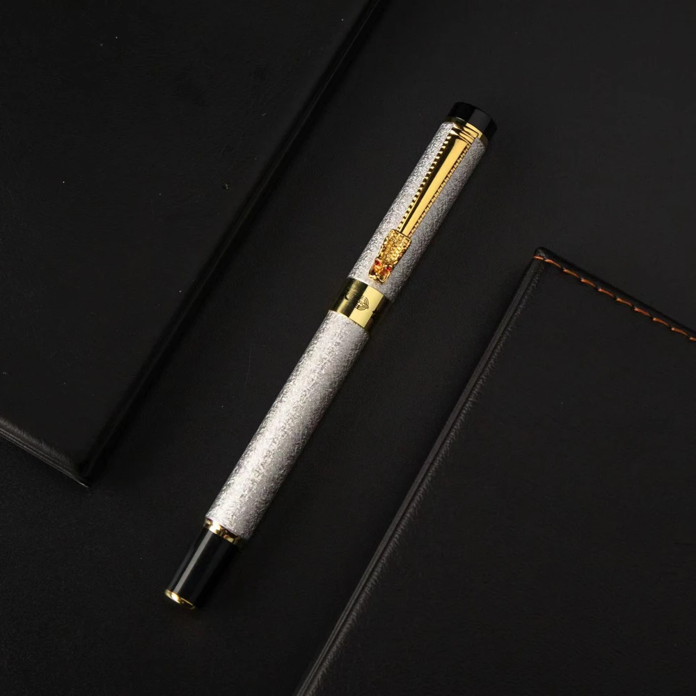 New Luxury Pen High Quality Frosted Golden Dragon Business Office Fountain Pen Student School Stationery Supplies Ink Pens