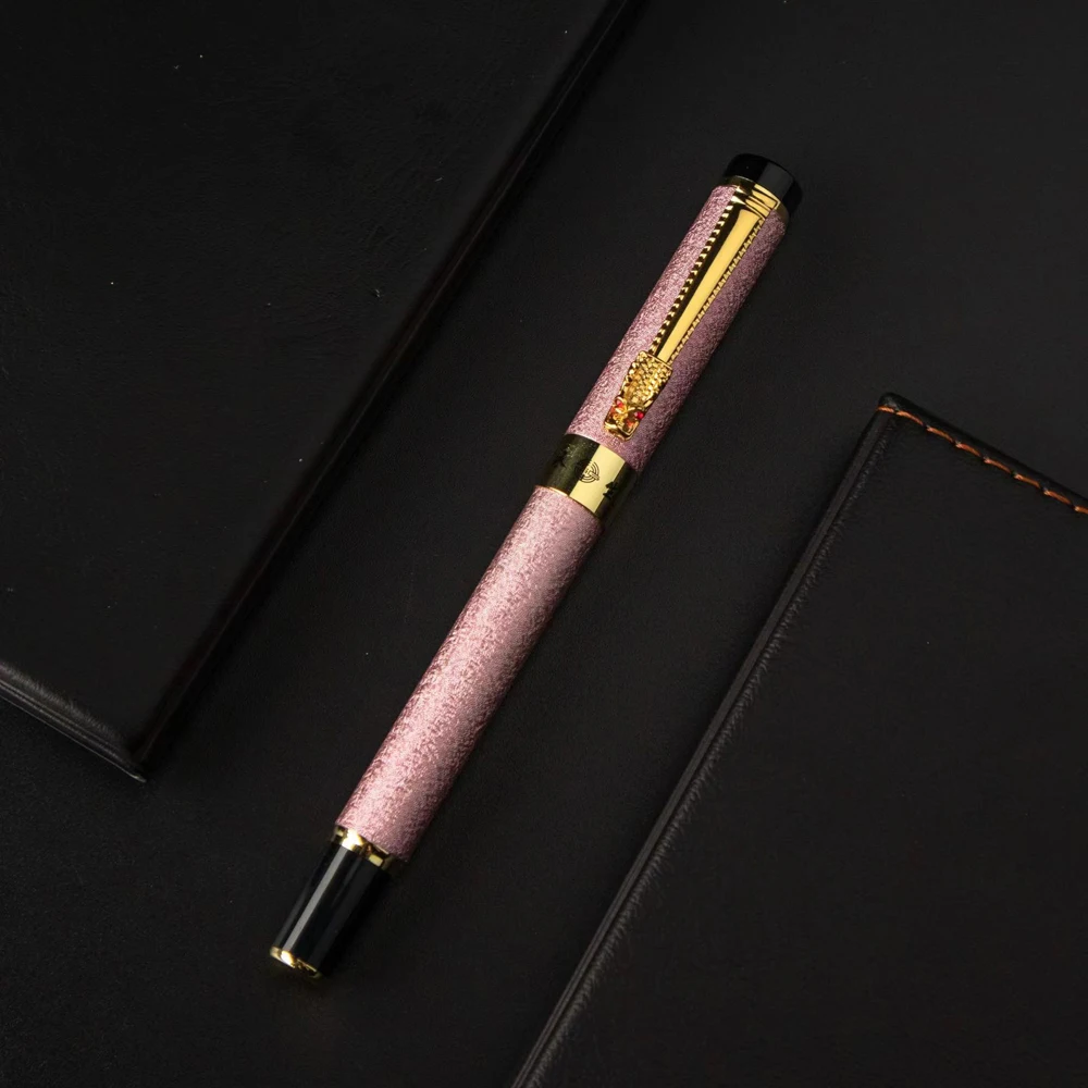 New Luxury Pen High Quality Frosted Golden Dragon Business Office Fountain Pen Student School Stationery Supplies Ink Pens