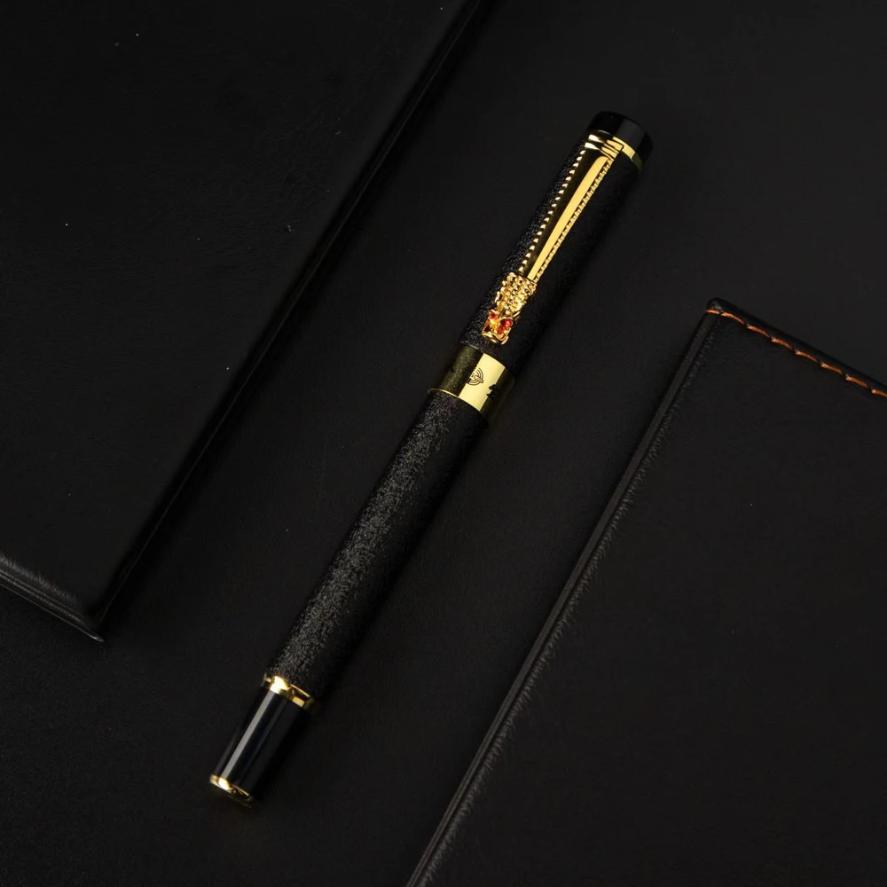 New Luxury Pen High Quality Frosted Golden Dragon Business Office Fountain Pen Student School Stationery Supplies Ink Pens