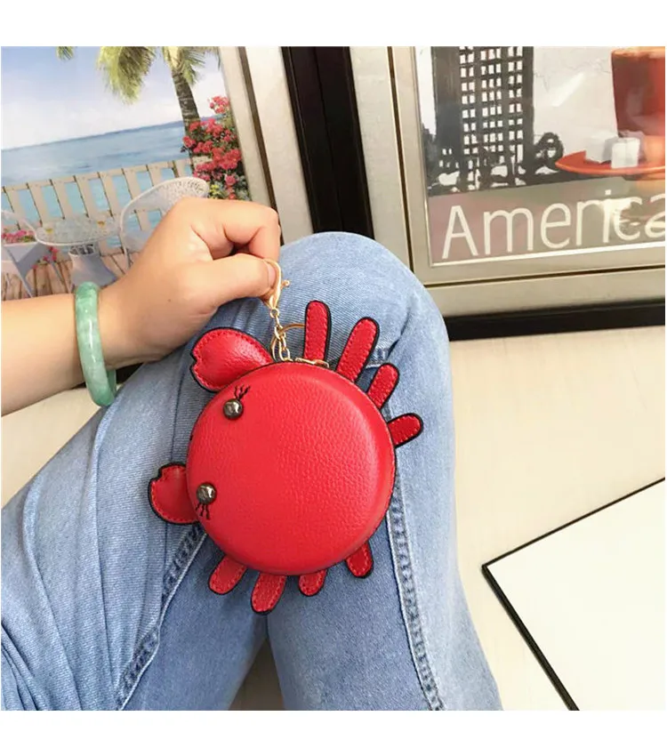 YoReAi New Fashion Woman Small Crab Coin Purse Girl Pendant Lipstick Bag Casual Student Clutch Card Holder Cute Trend Handbag