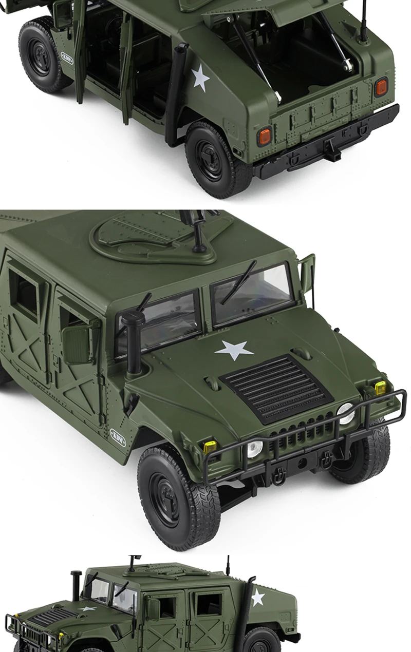 1:18 Hummer H1 Alloy Military Explosion Proof Car Model Diecasts Simulation Metal Off-road Vehicles Armored Car Model Kids Gifts