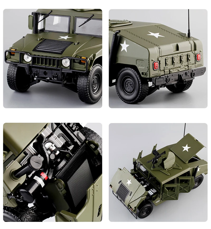 1:18 Hummer H1 Alloy Military Explosion Proof Car Model Diecasts Simulation Metal Off-road Vehicles Armored Car Model Kids Gifts