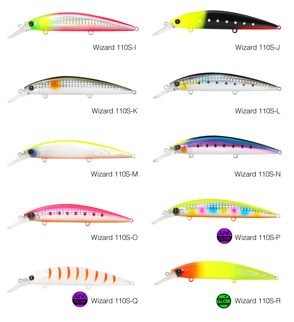 TSURINOYA 110S 110mm 37g Heavy Sinking Minnow Hard Artificial Plastic Sea Fishing Lure WIZARD Max 80m Ultra Long Casting Bait
