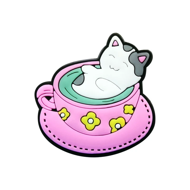 Sale 1Pcs Cute Cat Dog Shoe Charms for Crocs Accessories Charms Bracelet Wristband Decoration Adults Party Favor Gifts