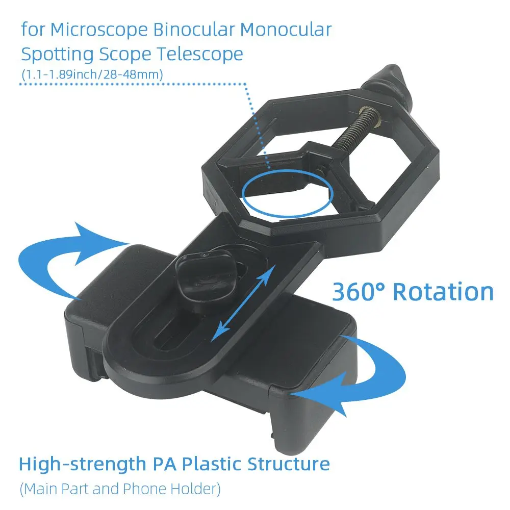 Universal Cell Phone Adapter Clip Mount Binocular Monocular Spotting Scope Telescope Phone Holder Support Eyepiece