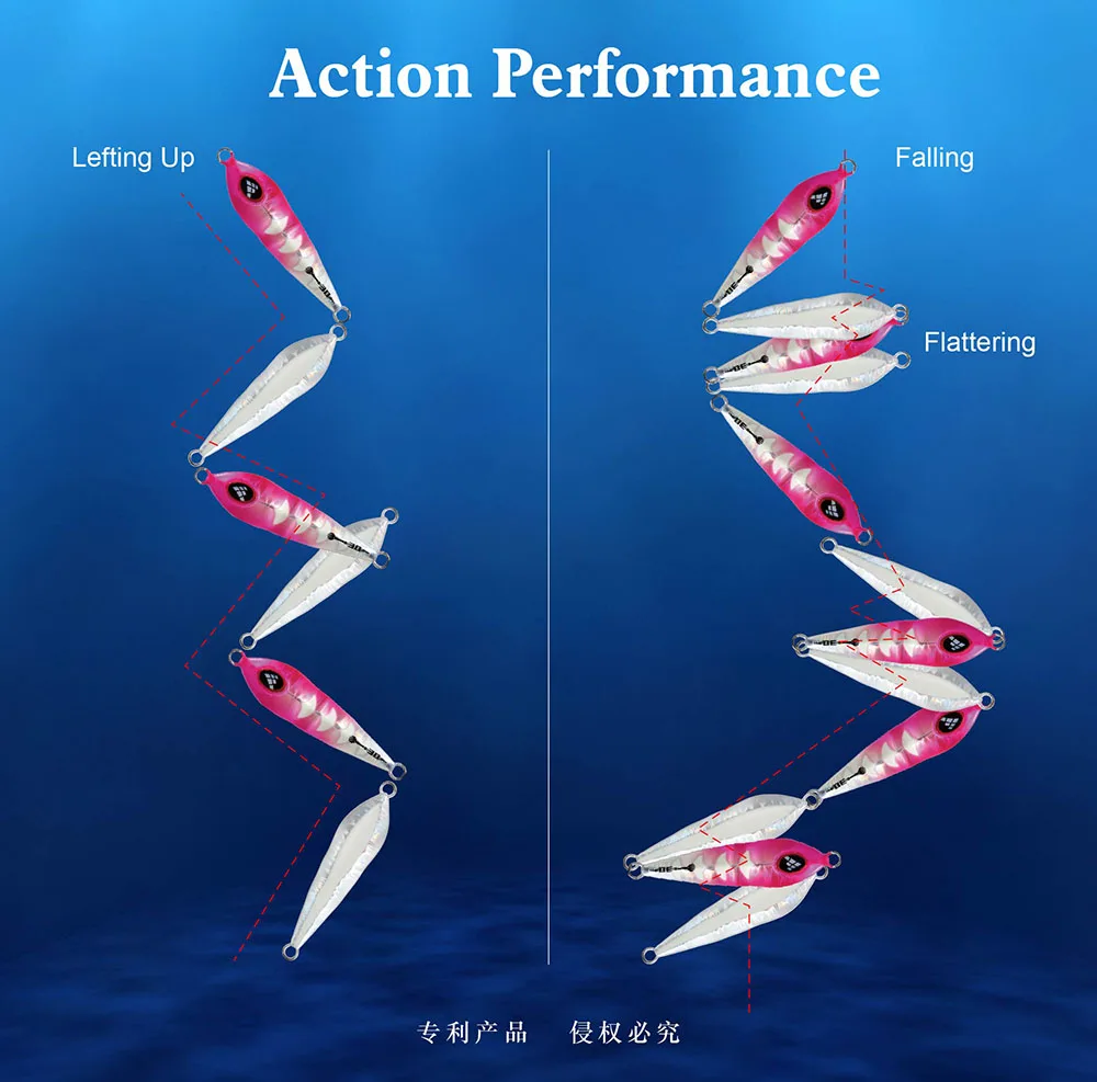 FSTK Patent Sea Fishing Slow Pitch Jig 30g40g60g80g Grouper Killer Metal Jigging Dart Jig Spoon Artificial Bait Jig Fishing Lure