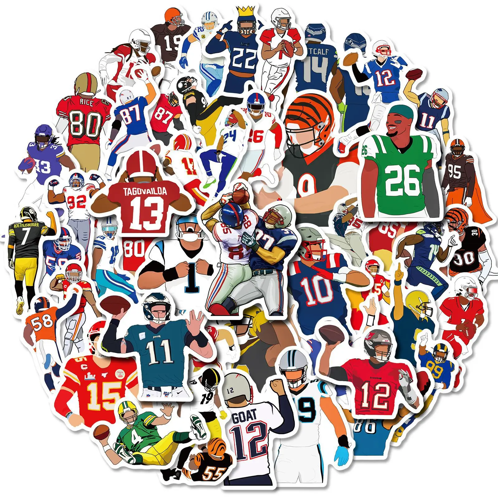 50PCS American Rugby Football Stickers PVC Decal Travel Luggage Guitar Fridge Laptop Waterproof Cool Kid Graffiti Sticker