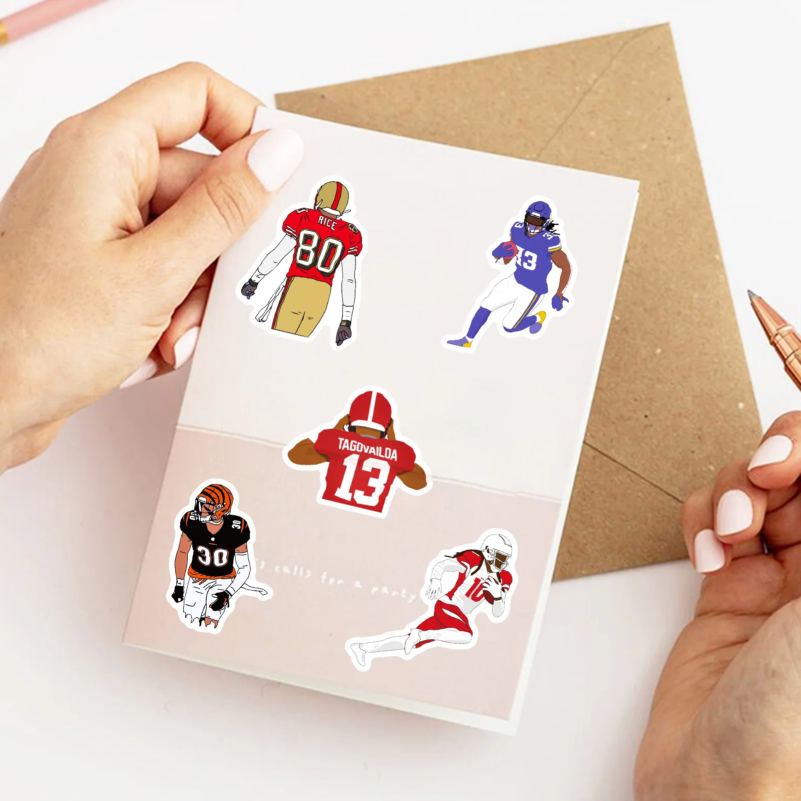 50PCS American Rugby Football Stickers PVC Decal Travel Luggage Guitar Fridge Laptop Waterproof Cool Kid Graffiti Sticker