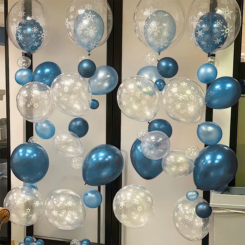 20pcs 12inch Christmas Snowflake Latex Balloons Frozen Birthday Supplies New Year Party Decor Wedding balloon New Year Air Globo