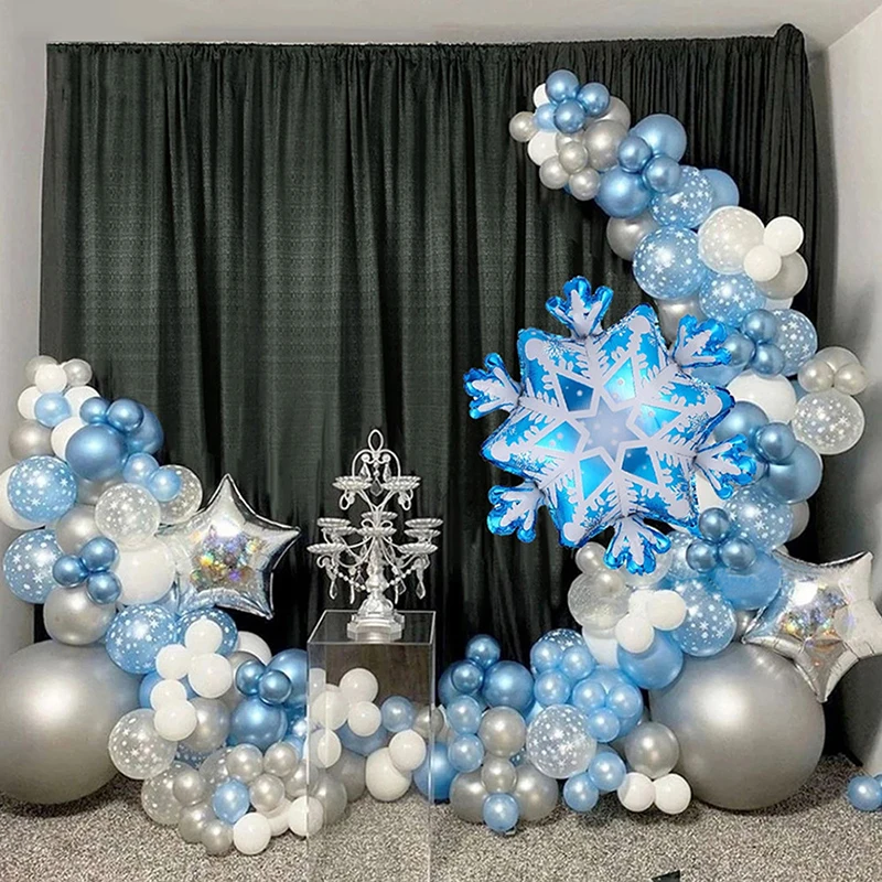 20pcs 12inch Christmas Snowflake Latex Balloons Frozen Birthday Supplies New Year Party Decor Wedding balloon New Year Air Globo