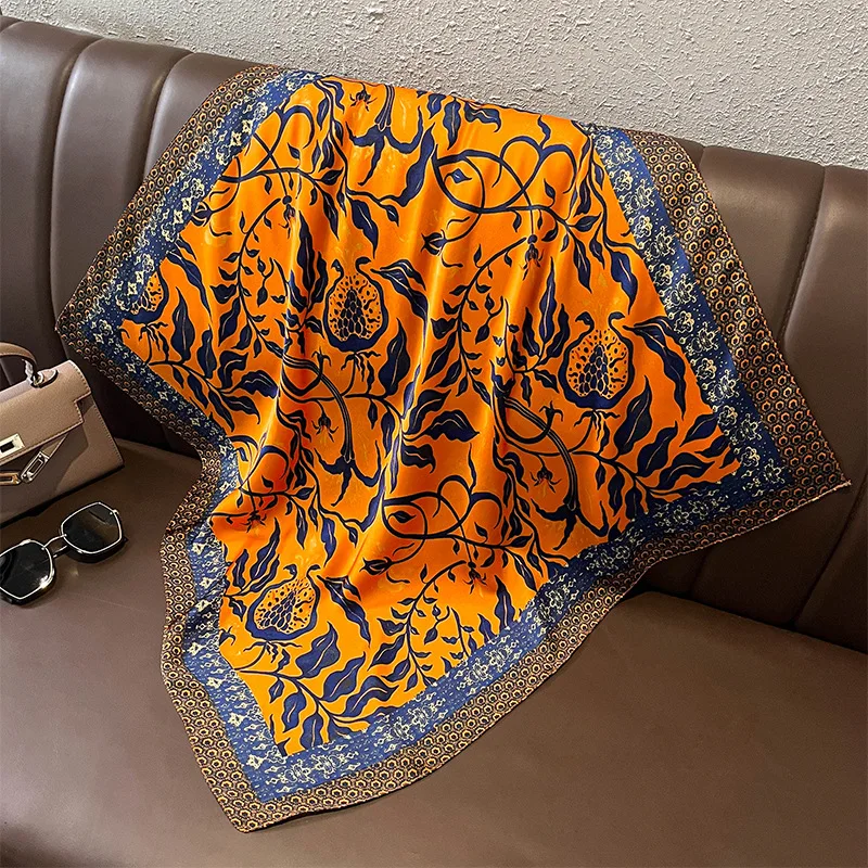 Print 70cm Silk Satin Headkerchief Women Luxury Design Neck Tie Scarf Female Hair Hand Wrist Foulard Shawl Hijab Bandana New