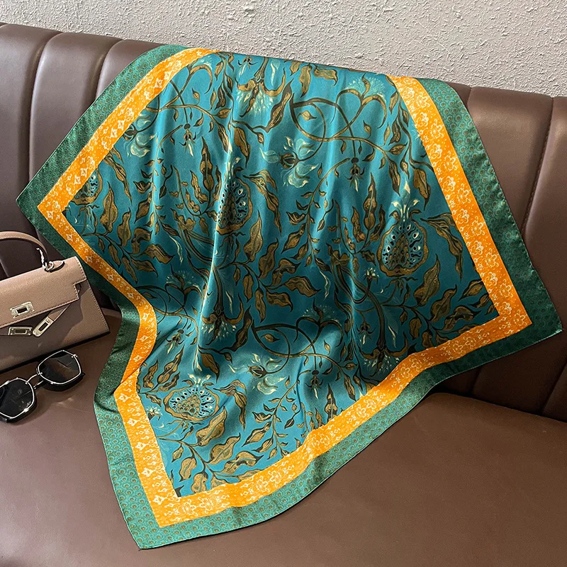 Print 70cm Silk Satin Headkerchief Women Luxury Design Neck Tie Scarf Female Hair Hand Wrist Foulard Shawl Hijab Bandana New
