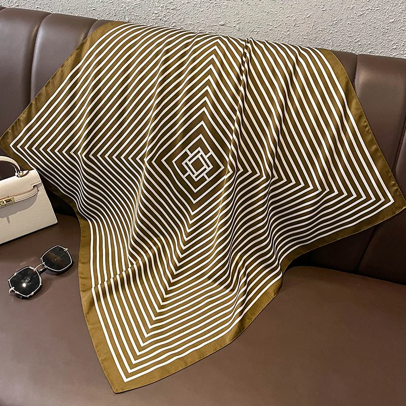 Print 70cm Silk Satin Headkerchief Women Luxury Design Neck Tie Scarf Female Hair Hand Wrist Foulard Shawl Hijab Bandana New