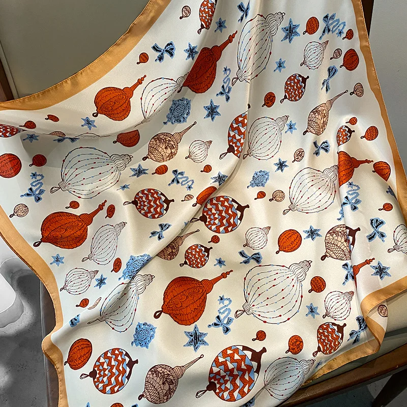 Print 70cm Silk Satin Headkerchief Women Luxury Design Neck Tie Scarf Female Hair Hand Wrist Foulard Shawl Hijab Bandana New