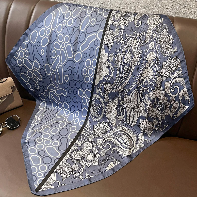 Print 70cm Silk Satin Headkerchief Women Luxury Design Neck Tie Scarf Female Hair Hand Wrist Foulard Shawl Hijab Bandana New