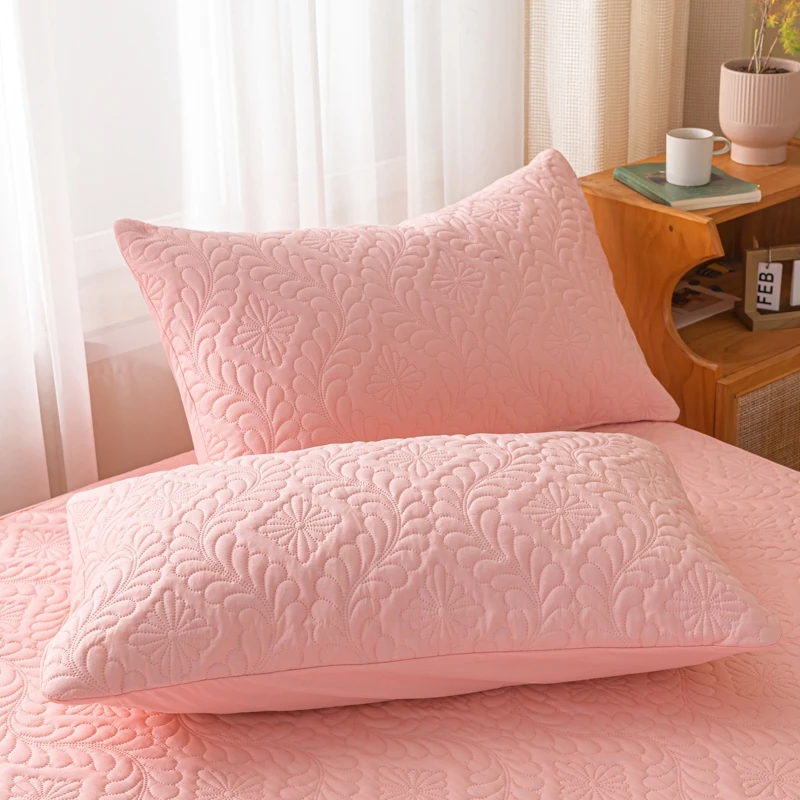 Bonenjoy 1 Pc Waterproof Quilted Pillowcase Solid Color Pillow Cover Case 48x74cm Pillowsham