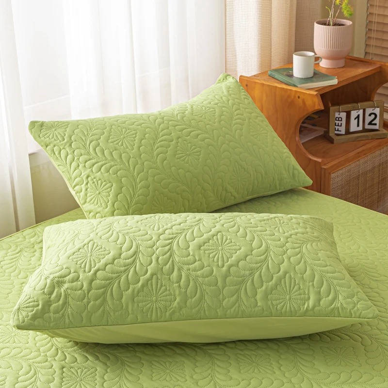 Bonenjoy 1 Pc Waterproof Quilted Pillowcase Solid Color Pillow Cover Case 48x74cm Pillowsham