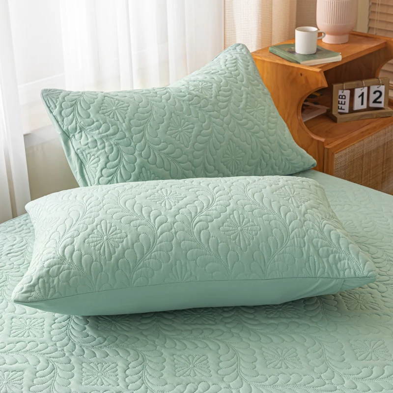 Bonenjoy 1 Pc Waterproof Quilted Pillowcase Solid Color Pillow Cover Case 48x74cm Pillowsham