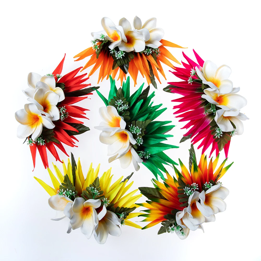 Artificial Silk Bird of Paradise Plumeria Hawaiian Foam Flower Hair Clip Decorative Hairpin Accessories for Women Girls KN-HC004